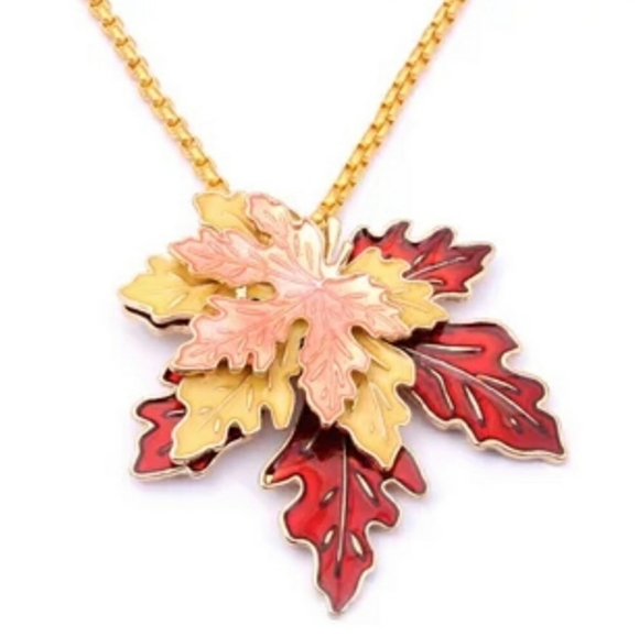 Triple Fall Leaf Necklace - Picture 2 of 3